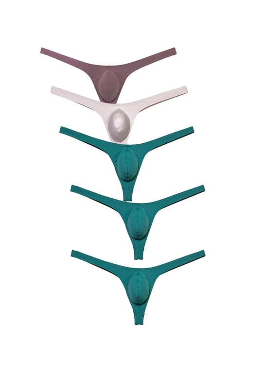 5PCS/LOT Men's Solid Spandex Micro Thongs Sexy Guy Contoured Pouch Bikini Tangas String Briefs Lingerie Underpants 5WW L