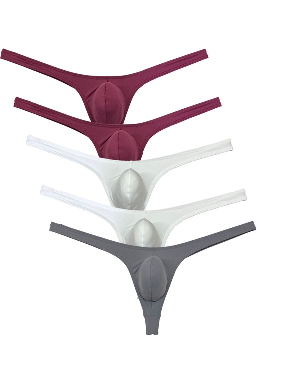 5PCS/LOT Men's Solid Spandex Micro Thongs Sexy Guy Contoured Pouch Bikini Tangas String Briefs Lingerie Underpants 5YY M