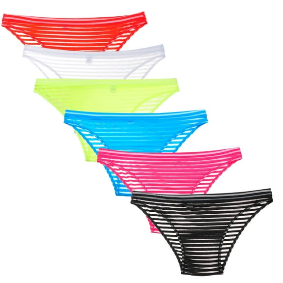 Botmois 6 PACK Men's Sheer Briefs See-through Bikini Thong Underwear Soft Breathable Tangas Quick-dry Mini Pants 6PP L