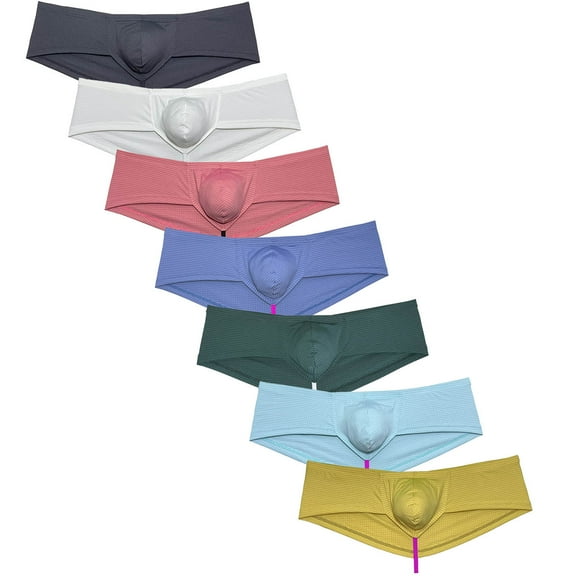 Botmois 7 PACK Men's Solid Boxer Briefs Bulge Pouch Boxershorts Breathable Hipster Brazilian Underwear 1/2 Buttocks Bottoms 7A M
