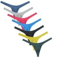 thumbnail image 1 of Botmois 7 PACK Men's Solid String Briefs Guy G-string Underwear Contoured Pouch Tangas Sexy Guy Low-rise Thong Underpants Lingerie Panties 7EE XL, 1 of 5