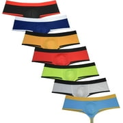 Botmois 7 Pack Mens Cotton Mini Trucks Contoured Pouch Boxershorts Cheeky Thongs Underwear Breathable Bikini Tangas Elastic Ultrathin Mini Bottoms Underpants Lingerie 7PP X