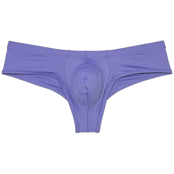 Botmois Man Solid Spandex Skin Mini Brazilian Bikini Briefs Underwear Enhanceing Bulge Pouch Jockstrap Cheeky Panties Blue Gray M
