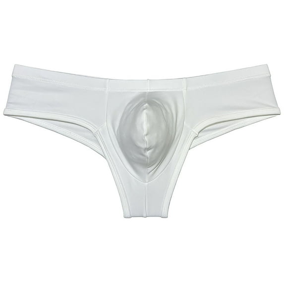 Botmois Man Solid Spandex Skin Mini Brazilian Bikini Briefs Underwear Enhanceing Bulge Pouch Jockstrap Cheeky Panties White XL