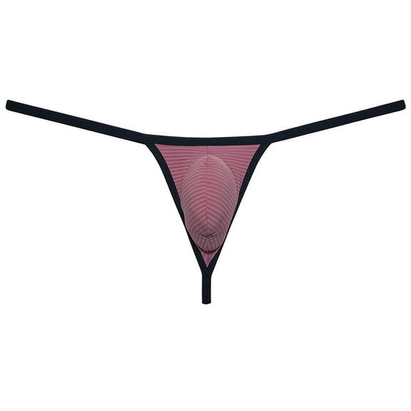 Botmois Men Bikini Thong Underwear Low-rise G-string Silk Soft Pouch T-back Lingerie Dark Watermelon Red M