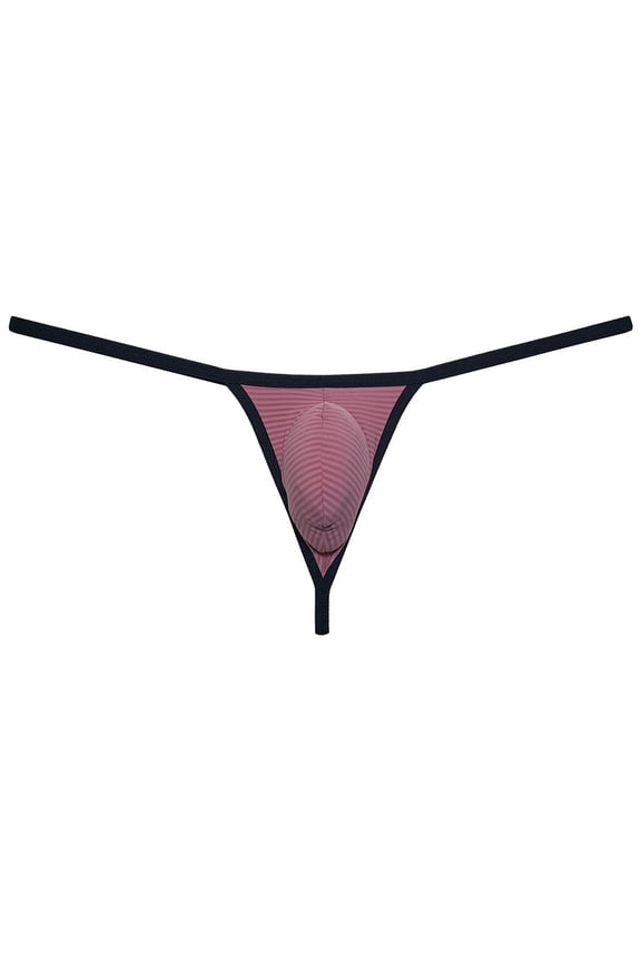 Men Bikini Thong Underwear Low-rise G-string Silk Soft Pouch T-back Lingerie Dark Watermelon Red M