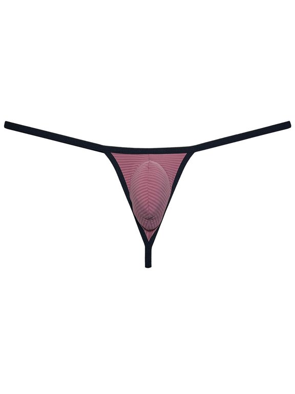 Men Bikini Thong Underwear Low-rise G-string Silk Soft Pouch T-back Lingerie Dark Watermelon Red M