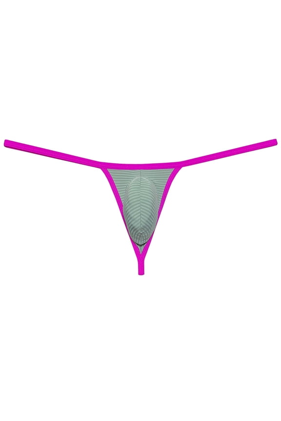 Men Bikini Thong Underwear Low-rise G-string Silk Soft Pouch T-back Lingerie Light Army Green L