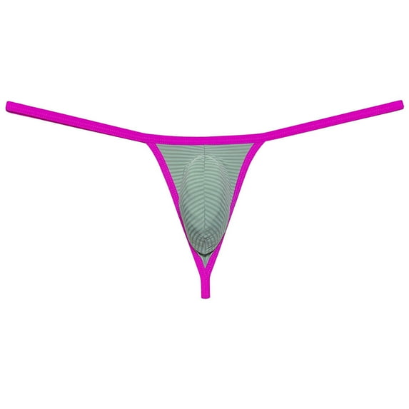 Botmois Men Bikini Thong Underwear Low-rise G-string Silk Soft Pouch T-back Lingerie Light Army Green M