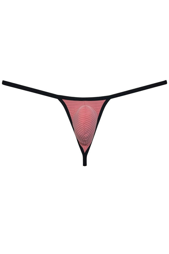 Men Bikini Thong Underwear Low-rise G-string Silk Soft Pouch T-back Lingerie Light Watermelon Red M