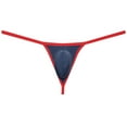 thumbnail image 1 of Botmois Men Bikini Thong Underwear Low-rise G-string Silk Soft Pouch T-back Lingerie Navy Blue L, 1 of 3