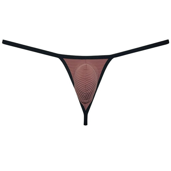 Botmois Men Bikini Thong Underwear Low-rise G-string Silk Soft Pouch T-back Lingerie Red Brown L