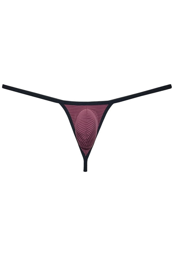 Men Bikini Thong Underwear Low-rise G-string Silk Soft Pouch T-back Lingerie Wine Red L