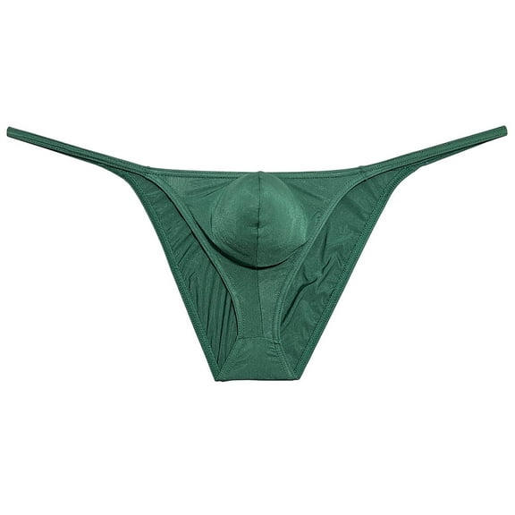 Botmois Men Briefs Shiny Enhance Bikini Bulge Pouch Ruched Skimpy Underwear Dark Green XL
