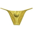 thumbnail image 1 of Botmois Men Briefs Shiny Enhance Bikini Bulge Pouch Ruched Skimpy Underwear Dark Yellow L, 1 of 3