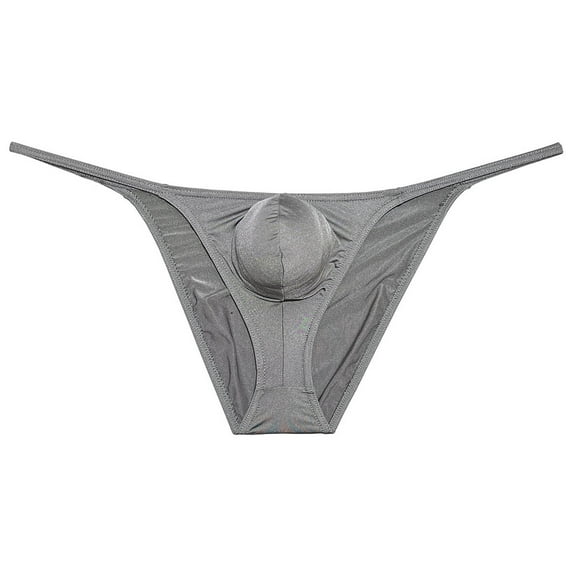 Botmois Men Briefs Shiny Enhance Bikini Bulge Pouch Ruched Skimpy Underwear Gray XL