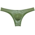 thumbnail image 1 of Botmois Men Cheeky Briefs Underwear Low-rise 1/2 Hip Booty Panties Gloss Slip Bikini Briefs Army Green L, 1 of 3