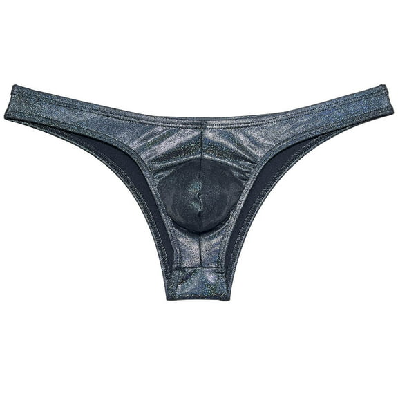 Botmois Men Cheeky Briefs Underwear Low-rise 1/2 Hip Booty Panties Gloss Slip Bikini Briefs Dazzle Black XL