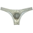 thumbnail image 1 of Botmois Men Cheeky Briefs Underwear Low-rise 1/2 Hip Booty Panties Gloss Slip Bikini Briefs Dazzle Gold L, 1 of 3
