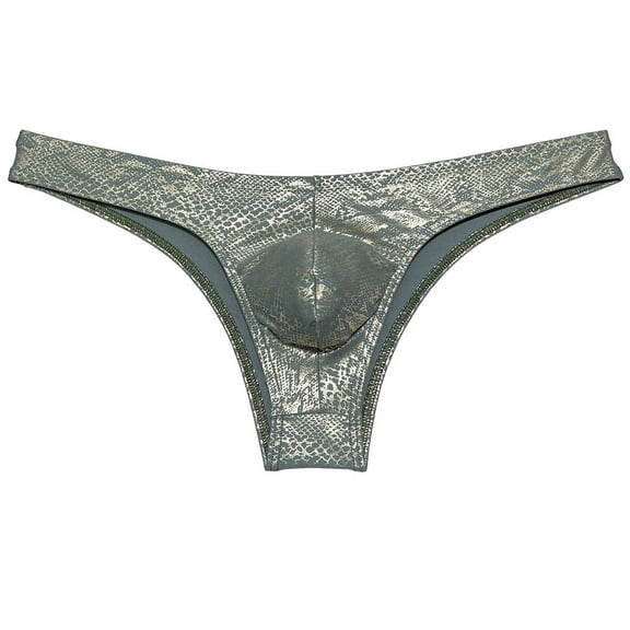 Botmois Men Cheeky Briefs Underwear Low-rise 1/2 Hip Booty Panties Gloss Slip Bikini Briefs Light Army Green Gold L