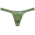 thumbnail image 1 of Botmois Men Gloss Bikini Thong Underwear Elastic Bulge Pouch Underpants Classics Wet Look T-back Army Green M, 1 of 3