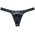 thumbnail image 1 of Botmois Men Gloss Bikini Thong Underwear Elastic Bulge Pouch Underpants Classics Wet Look T-back Dazzle Black M, 1 of 3