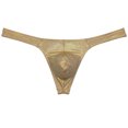 thumbnail image 1 of Botmois Men Gloss Bikini Thong Underwear Elastic Bulge Pouch Underpants Classics Wet Look T-back Gold L, 1 of 3