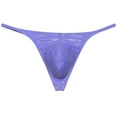 thumbnail image 1 of Botmois Men Gloss G-string Thong Underwear Elastic Sex Swim Tangas Classics Pouch T-back Purple Gray M, 1 of 3
