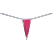 Botmois Men See-through Minimal Coverage Underwear Micro String Thong Tangas Slim Pouch Hipster Pink M