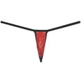 thumbnail image 1 of Botmois Men See-through Minimal Coverage Underwear Micro String Thong Tangas Slim Pouch Hipster Red L, 1 of 3