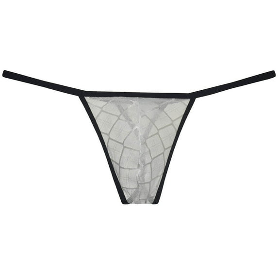 Botmois Men See-throuhg Lace Thong Pouch Sports Tangas Hipster T-back Underwear White L