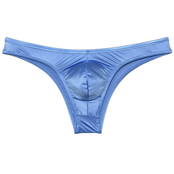 Botmois Men Shiny Bikini Briefs Underwear Hipster Pants Panties Solid Touch Briefs Enhance Pouch Cheeky Briefs Blue Gray M