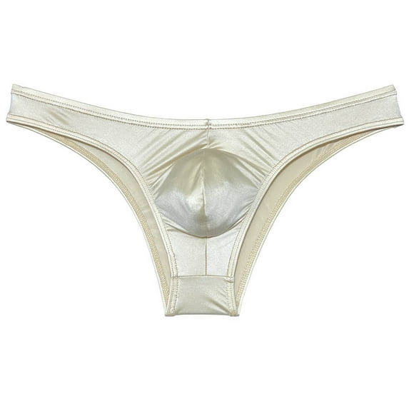 Botmois Men Shiny Bikini Briefs Underwear Hipster Pants Panties Solid Touch Briefs Enhance Pouch Cheeky Briefs Flesh XL