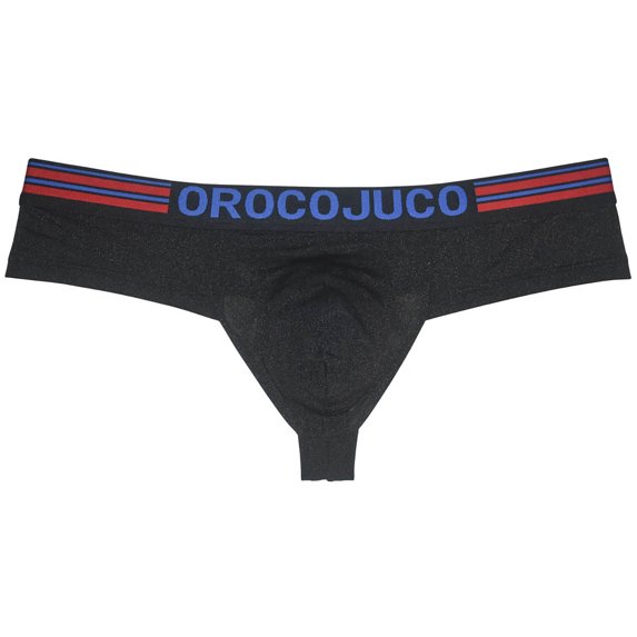Botmois Men Solid Cheeky Boxers Thong Pouch Brazilain Bikini 1/3 Rear Coverage Briefs Underwear Black M