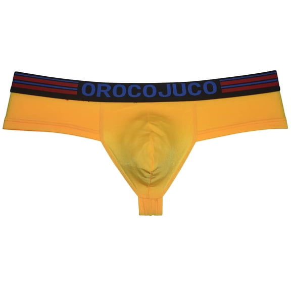 Botmois Men Solid Cheeky Boxers Thong Pouch Brazilain Bikini 1/3 Rear Coverage Briefs Underwear Yellow L