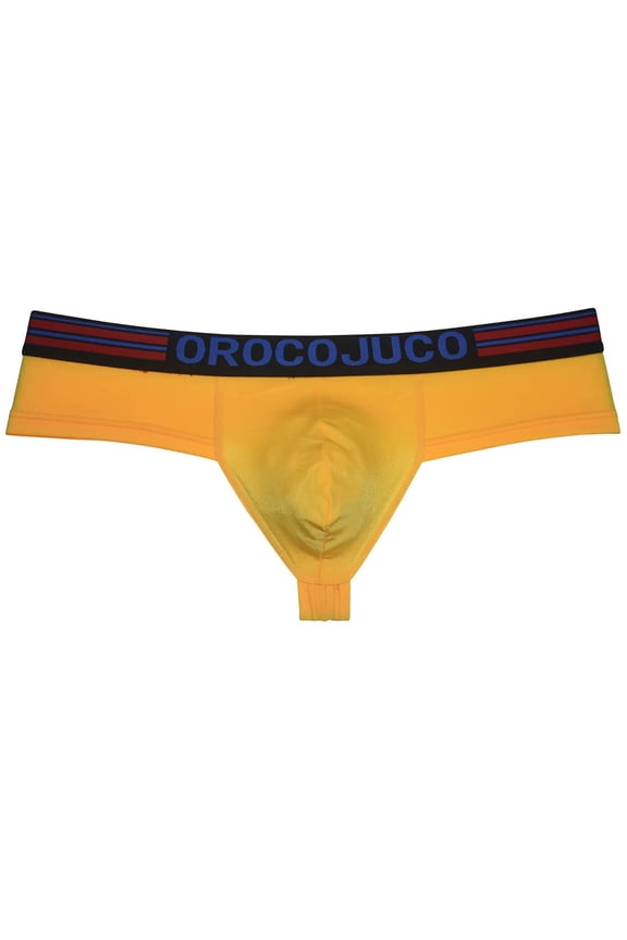 Men Solid Cheeky Boxers Thong Pouch Brazilain Bikini 1/3 Rear Coverage Briefs Underwear Yellow L