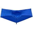 thumbnail image 1 of Botmois Men Solid Gloss Boxer Briefs Underwear Pouch Bikini Shorts 1/2 Buttocks Blue M, 1 of 3