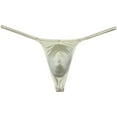 thumbnail image 1 of Botmois Men Solid Low Rise Underwear Tangas Mini Touch Feeling Slim Pouch T-Back Silk Shiny Thong Flesh L, 1 of 3