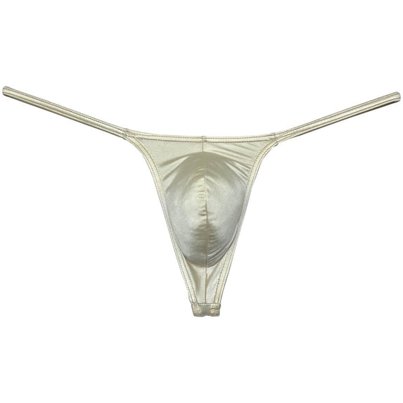 Botmois Men Solid Low Rise Underwear Tangas Mini Touch Feeling Slim Pouch T-Back Silk Shiny Thong Flesh XL