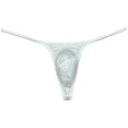 thumbnail image 1 of Botmois Men Solid Low Rise Underwear Tangas Mini Touch Feeling Slim Pouch T-Back Silk Shiny Thong White M, 1 of 3