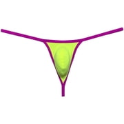 Botmois Men Solid Spandex Bikini Thong Male Pouch Tangas Underwear T-back Jockstrap T-Back Apple Green XL