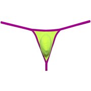 Botmois Men Solid Spandex Bikini Thong Male Pouch Tangas Underwear T-back Jockstrap T-Back Apple Green XL