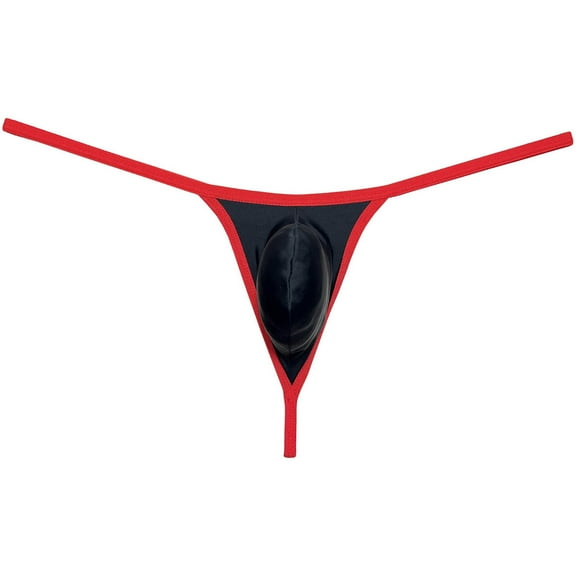 Botmois Men Solid Spandex Bikini Thong Male Pouch Tangas Underwear T-back Jockstrap T-Back Black M