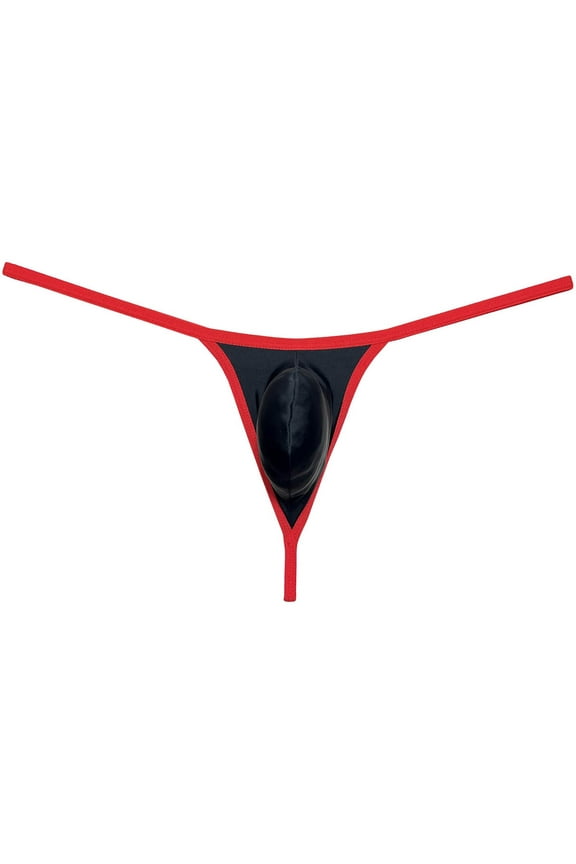 Men Solid Spandex Bikini Thong Male Pouch Tangas Underwear T-back Jockstrap T-Back Black XL