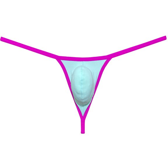 Botmois Men Solid Spandex Bikini Thong Male Pouch Tangas Underwear T-back Jockstrap T-Back Light Green XL