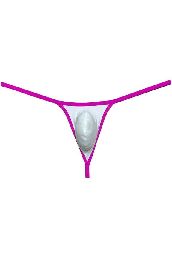 Men Solid Spandex Bikini Thong Male Pouch Tangas Underwear T-back Jockstrap T-Back White M