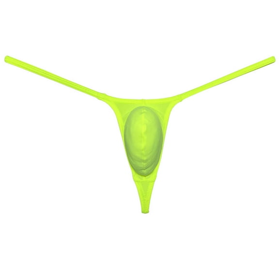 Botmois Men Solid Spandex Bikini Thong Slim G-String Bikini Thong Underwear Tangas T-Back Apple Green M