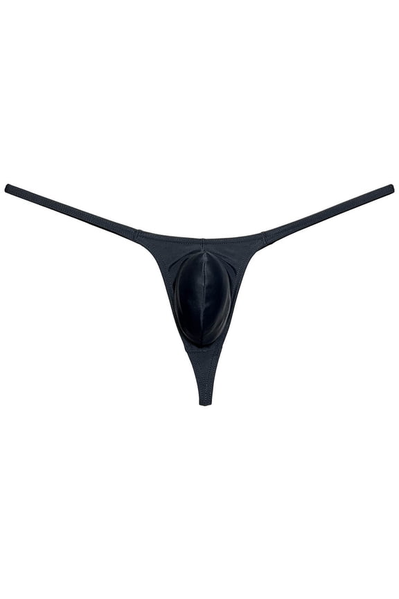 Men Solid Spandex Bikini Thong Slim G-String Bikini Thong Underwear Tangas T-Back Black M
