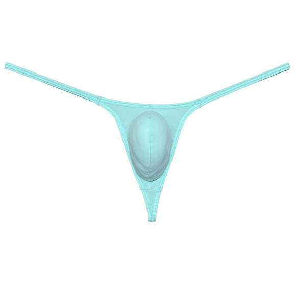 Botmois Men Solid Spandex Bikini Thong Slim G-String Bikini Thong Underwear Tangas T-Back Light Green XL