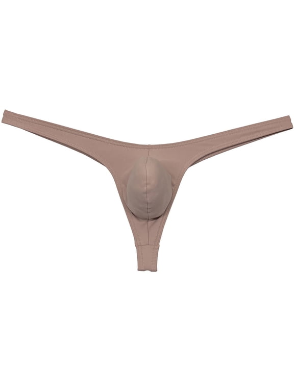 Men Solid Spandex Comfy Micro Pouch Thongs Sexy Bikini Tangas Guy String Swimwear Enhanced Pouch Skin Underpants Flesh M